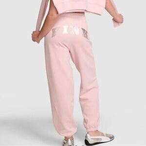PINK Victoria's Campus Fleece Pink Sweatpants, Size Medium